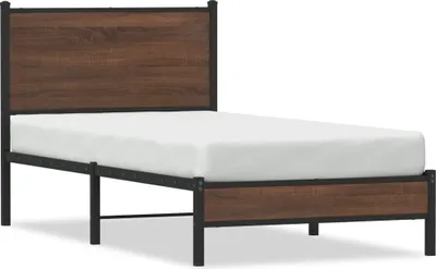 Image de vidaXL Lit métallique sans matelas brun imitation chêne 80x200 cm