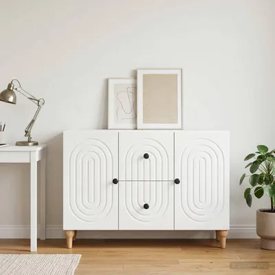 Image de Meuble TV vidaXL avec tiroirs, blanc, 89 x 34,5 x 60 cm, aggloméré
