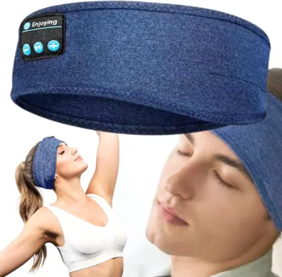 Produktbild von Sport-Stirnband Mit Augen Zum Schlafen, Laufen, Bluetooth-Lautsprecher, Training, Marineblau