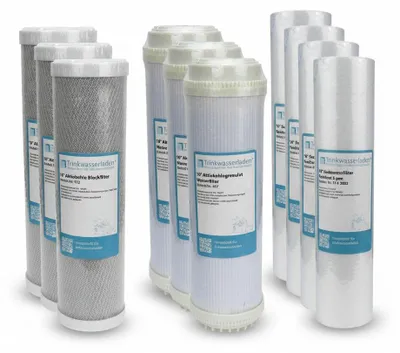 Produktbild von 1,5 Jahre Filter Set 10' 9-teilig Ersatzfilter Umkehrosmose RO Sediment Aktivkohle