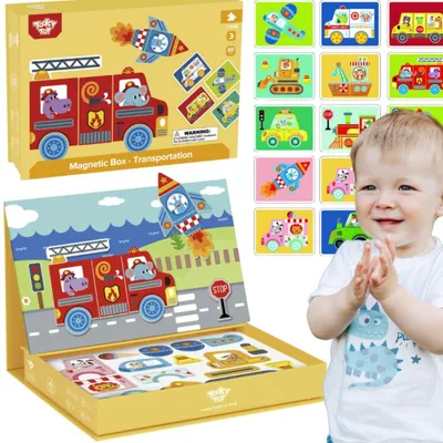 Produktbild von Tooky Toy Montessori Lernpuzzle Magnetbox für Kinder 80 Teile.