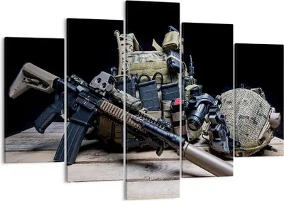 Produktbild von Bild auf Leinwand - Leinwandbild - Militaria Gewehr - 150x100cm - Wand Bild - Wanddeko - Leinwanddruck - Bilder - Kunstdruck - Wanddekoration - Leinwand bilder - Wandkunst - EA150x100-3889