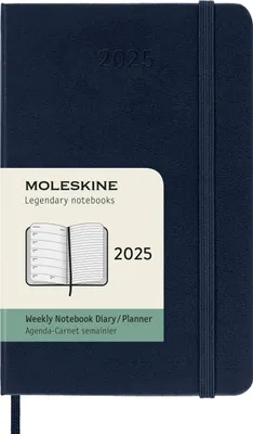 Produktbild von Moleskine 12 Monate Wochen Notizkalender 2025, Pocket/A6, 1 Wo = 1 Seite, rechts linierte Seite, Fester Einband, Saphir