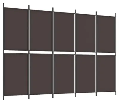 Image de vidaXL, paravent 5 panneaux, marron, 250 x 180 cm, tissu