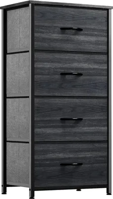 Obrázek produktu pro YITAHOME Komoda 4 látkové zásuvky kovový rám černý dřevěný vzor