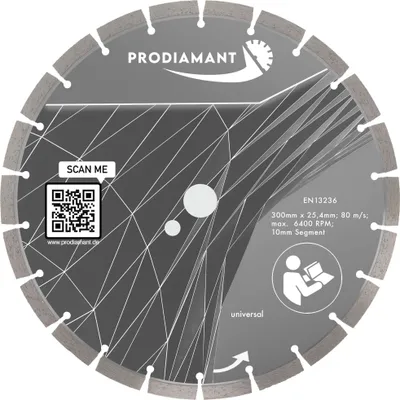 Produktbild von PRODIAMANT Diamanttrennscheibe 300mm Beton, universal Bohrung 25,4mm