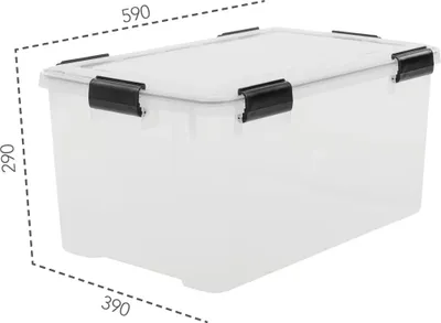 Produktbild von IRIS OHYAMA Water Proof Box 50 Liter, transparent-griffe in schwarz 6165