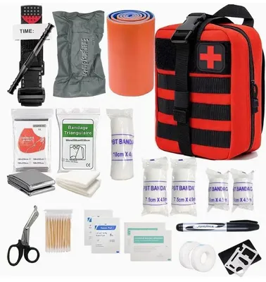 Produktbild von Erste Hilfe Set, wasserfestes Notfall-Set Outdoor/Camping/Fahrrad, 50-teiliges Reiseapotheke Set, kompaktes Erste Hilfe Set, Verbandskasten, First Aid