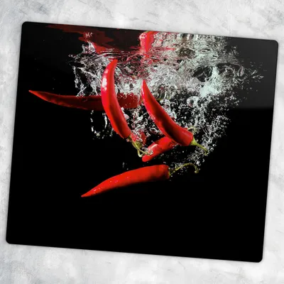 Produktbild von Glas-Herdabdeckplatten Glaskeramikkochfeld-Abdeckung Spritzschutz Glas 60 cm x 52 cm - Pfeffer Gemüse