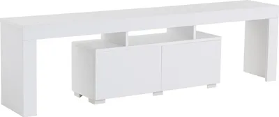 Image de Andarna - Meuble TV, 180x31x50h cm Blanc, 2 Étagères