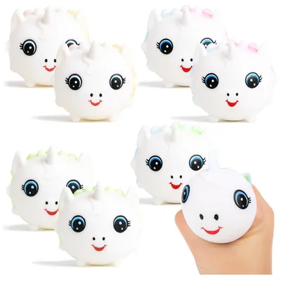Produktbild von com-four® 8x Anti-Stress Quetschball - Einhorn Knautschball zum Entspannen