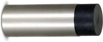 Obrázok produktu pre Oceľová dverová zarážka na montáž na stenu vrátane upevňovacieho materiálu a gumovej zarážky – priemer 1,8 cm, výška 8,5 cm