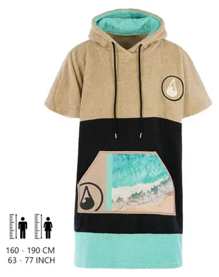 Immagine prodotto di Wave Hawaii poncho da bagno accappatoio da donna AirLite Ericeira beige-nero-verde Taglia unica