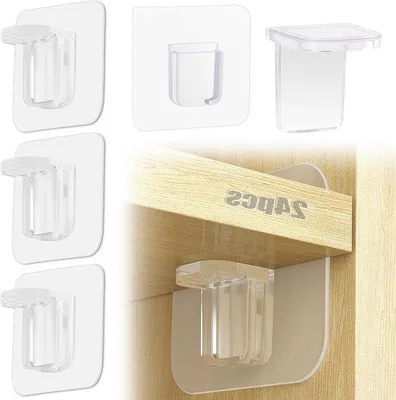 Produktbild von Transparante planksteunen mit selbstklebenden Haken - Kastbodenstützen - Holzbeugel - Grundstützen - Holzhalter - Garderobenhaken - Glasstützen.