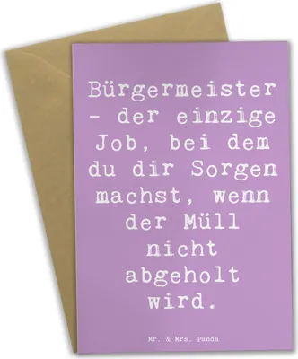 Produktbild von Mr. & Mrs. Panda Grußkarte Spruch Bürgermeister Job - Lavendeltraum - Geschenk, Berufe, hochzeitskarten, Führungsposition, Berufsleben, genesungskarte, Berufsalltag, Müll