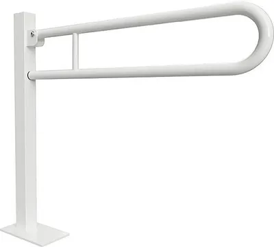 Produktbild von BELP Stützklappgriff in U-Form Bodenmontage Eisen Weiß mit Abdeckung 153x870x975 mm, 120 kg Traglast für Bad & WC >> zum Bohren