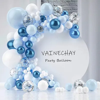 Immagine prodotto di INF Kit Ghirlanda di Palloncini Blu e Bianchi - Perfetto per Feste e Celebrazioni