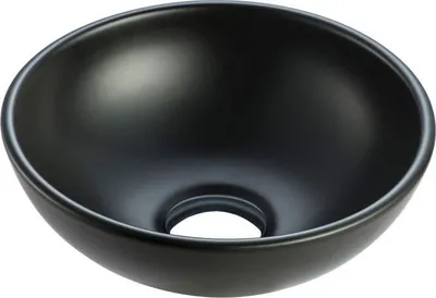 Produktbild von Waschschale, rund, Waschbecken, schwarz matt, klein, Aufsatz-Waschbecken, 28x28 cm, Gäste-WC KIMO