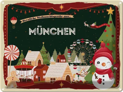 Produktbild von vianmo Blechschild 30x40 cm Weihnachtsgrüße aus München Weihnachten