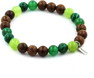 Produktbild von Armbandperlen Peridot + Malachit + Grüner Achat + Holz 8 mm