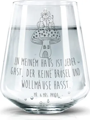 Produktbild von Mr. & Mrs. Panda Tumbler Glas Marienkäfer Fliegenpilz - Transparent - Geschenk, Wohnung, Trinkglas, Haus, Becherglas, Zuhause, Lustige Sprüche, Wasserglas, Limonadenglas