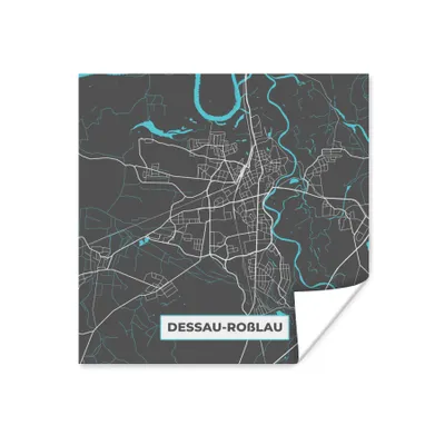 Produktbild von MuchoWow® Poster Karte - Stadtplan - Dessau Roßlau- Deutschland - Blau 75x75 cm - Wand Dekoration