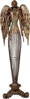 Zdjęcie produktu dla Clayre & Eef Figurka dekoracyjna Anioł 17x15x54 cm Brązowy Metal