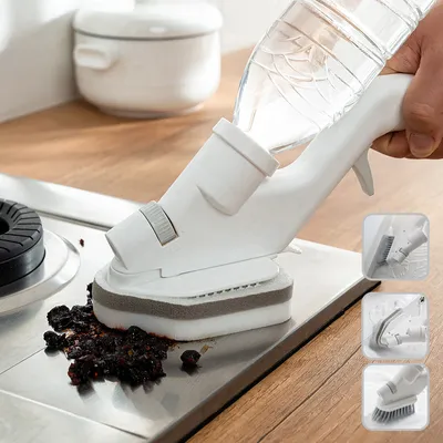 Produktbild von 2-in-1-Wassersprüh- und Glasbürsten-Glasabzieher, Wandreinigungsbürste, verstellbare Wassersprühspaltbürste, Schwammwischer, Küchenreinigungsset (Flasche nicht im Lieferumfang enthalten),