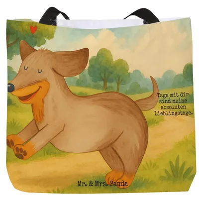 Produktbild von Mr. & Mrs. Panda Reisetasche Hund Dackel Design - Weiß - Geschenk, Einkaufstasche, Herz, Tasche, Hunde, Schultasche, Sprüche, Tote Bag, Laptoptasche, Dachshund