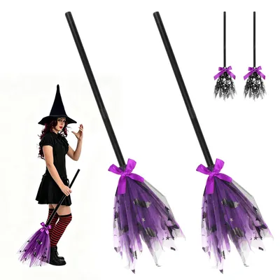 Produktbild von Halloween-Hexenbesen, 2 Stück, dekorativ, für Halloween-Dekoration