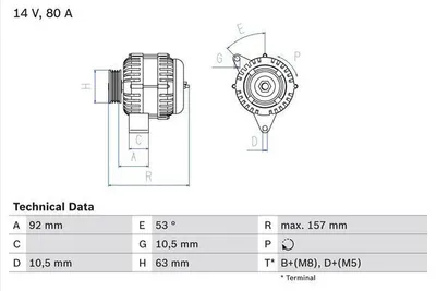 Zdjęcie produktu dla Bosch Alternator Generator 80A