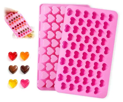2 Silikon-Herzformen mit 55 Mulden, 18,5 x 11 x 1,4 cm, rosa