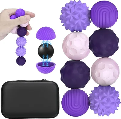 Produktbild von Magnetisches Fidget-Spielzeug – Set mit 8 – Anti-Stress-Bälle aus Silikon – Anziehungskraft – Lila