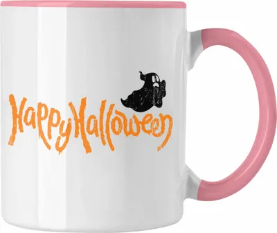Produktbild von Trendation - Halloween Tasse Kürbis Dekoration Becher Happy Halloween Geister (Rosa)