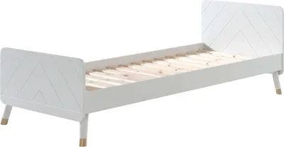 Image de BILLY Lit simple 90 x 200 cm, avec sommier à lattes, finition laquée satin blanc