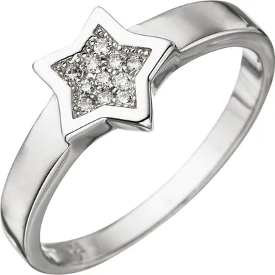 Produktbild von Ring Damenring Stern in der Mitte mit Zirkonia 925 Silber Silberring Fingerring Innenumfang 64mm  Ø20.4mm