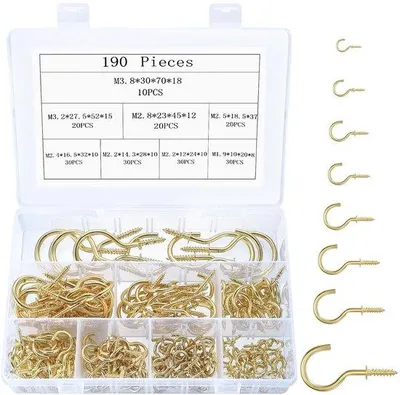 Produktbild von Metallische Schraubhaken Gold - 190 Stück - ideal für Aufhängen