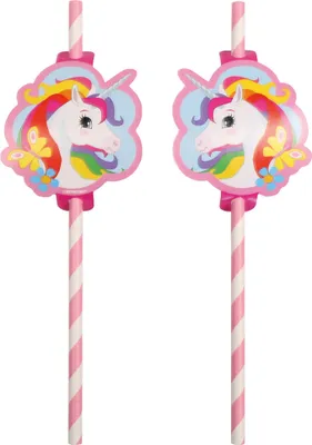 Immagine prodotto di "Unicorno arcobaleno" 8 cannucce per bere Cannucce con immagine 9908224 | Decorazione per feste di compleanno per bambini