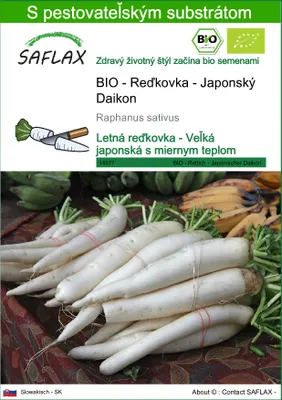 Obrázok produktu pre SAFLAX - BIO - Reďkovka - Japonský Daikon - Raphanus sativus - 100 Semená - S pestovateľským substrátom bez klíčkov