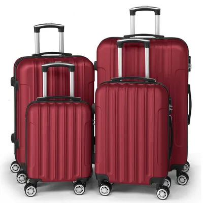 Immagine prodotto di FCH 4 pezzi Set di valigie in ABS con ruote a 360°, rosso bordeaux, bagaglio a mano