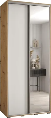 Produktbild von MEBLE KRYSPOL Cannes 3 Schrank mit 2 Schiebetüren - 205,2x110x45 cm - Artisan Weiß Silber