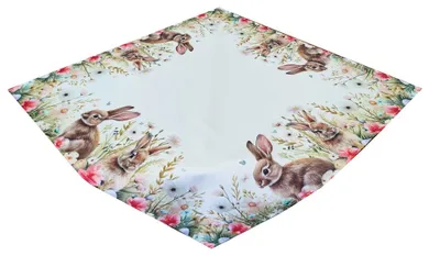 Image de Nappe, serviette, motifs de Pâques, lapins et fleurs 30 x 40 459