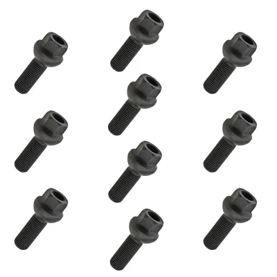 Image de 10x vis de roue M14x1.5 34mm boule R14 noir SW19 alu jantes acier Audi VW Skoda Seat