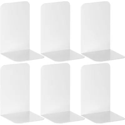 Productafbeelding van Boeksteunen, metaal, wit, 6 stuks, 20,5x13,5x9,3 cm, antislip, roestvrij, L-vorm