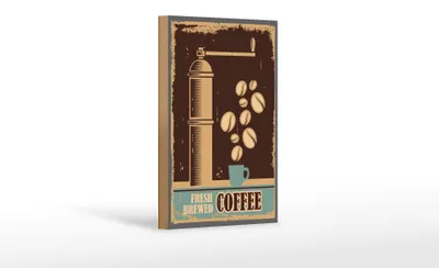 Produktbild von Holzschild Retro 12x18cm Kaffee Coffee fresh brewed
