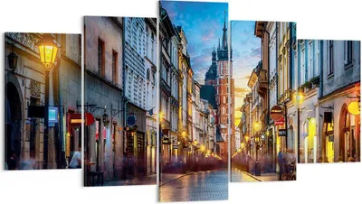 Produktbild von Bild auf Leinwand - Leinwandbild - 5 Teile - Krakau Kirche Mariacki - 160x85cm - Wand Bild - Wanddeko - Wandbilder - Leinwanddruck - Bilder - Wanddekoration - Leinwand bilder - EA160x85-4722