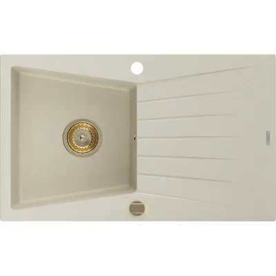Obrázok produktu pre Mexen Cesar granitový jednokomorový drez s odkvapkávačom 775 x 470 mm, Béžová, Sifón Zlatá - 6514771010-69-G