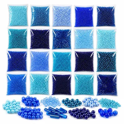 Productafbeelding van Omgoods - Set van Blauw Glas Kralen 400g voor Creatieve Projecten
