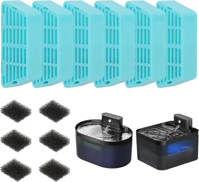 Produktbild von Katzenbrunnen Ersatzfilter, 6 Aktivkohlefilter, 6 Schaumstofffilter, 4-stufiges Filtersystem, für Trinkbrunnen