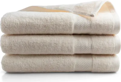 Produktbild von DoubleDry Premium Handtücher Set - 3 Stück 70 X 140 cm Baumwolle - 500 g/m² - Weich & Saugstark -  Badetuch badehandtücher Große Handtuch (Creme)